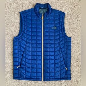 The North Face Thermoball Vest Men's Size M Blue Quilted Puffer Jacket Full Zip